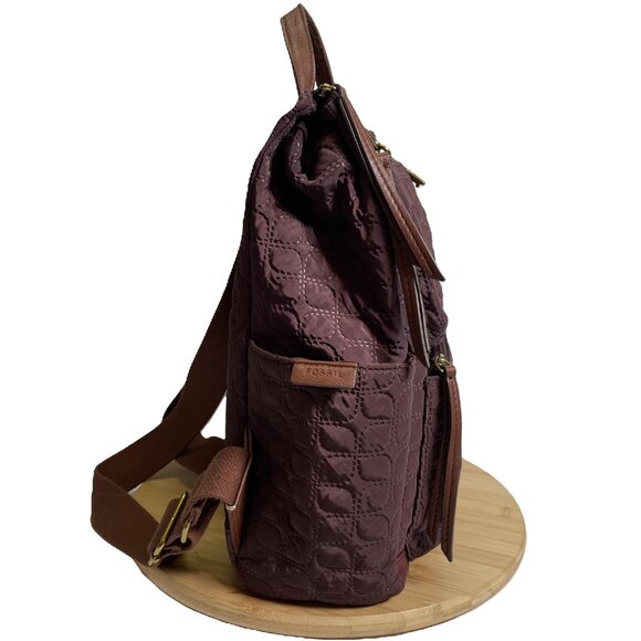 Fossil Maroon Purple Jenna Quilting Backpack Side Pockets Zip Pocket Adjustable main image 8